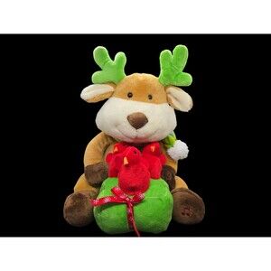 Avon Animated Plush Reindeer With Chirping Birds Duet Sings Deck The Halls Light